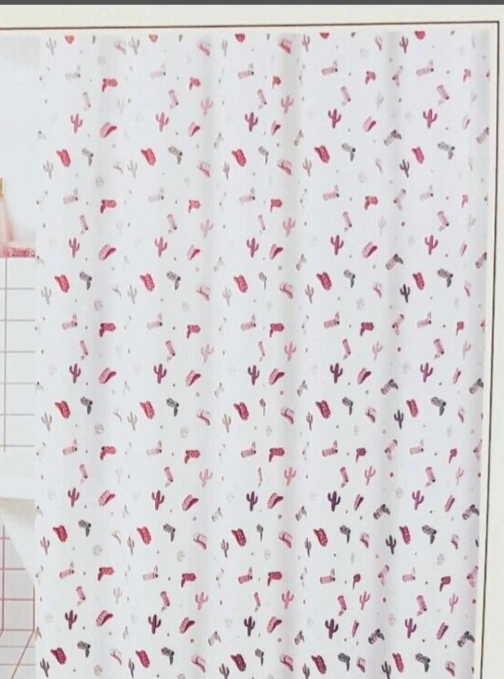 Rachel Zoe Pink and Green Cactus Pattern Shower Curtain